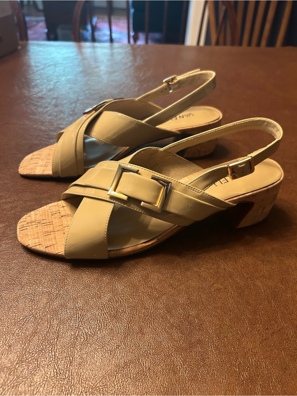 Vaneli Slingback Wedge Sandals Size 11 Narrow New With Box Beige